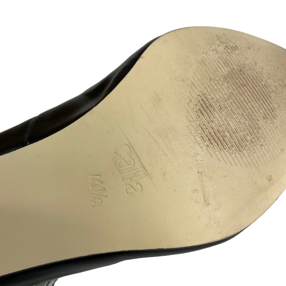 Calla Reptile Snakeskin Soft Leather Black White Point Toe Maryjane Block Heels - Picture 10 of 15